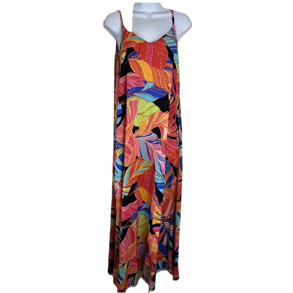 VINCE CAMUTO Floral  Multi Color Sleeveless V Neck Maxi SLIP Dress XS
